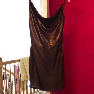 Stunning Brown Cowl Neck Sparkle Party Dress